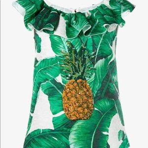 Dolce & Gabbana Sequined Pineapple Leaf Top Shirt